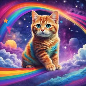 「虹を駆ける：宇宙子猫の冒険」 by @deadnite84