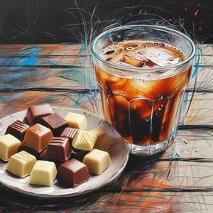 冷たいコーヒーとチョコレート