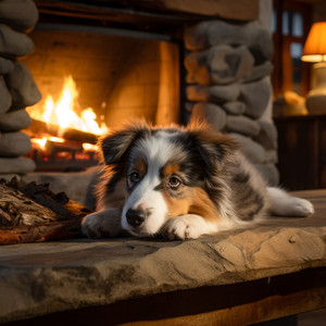 Momentos Apacibles De Las Mascotas Junto A La Chimenea