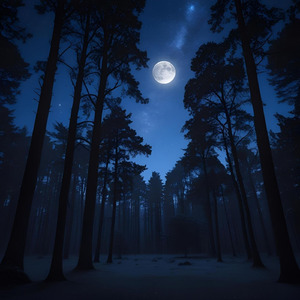 真夜中の森で