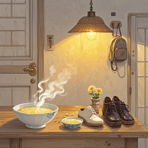清晨的粥与晚归的灯