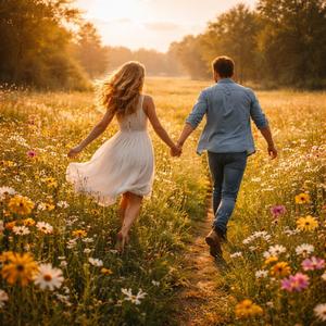 Running Through Flowered Fields