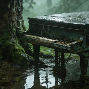 雨落在旧钢琴上