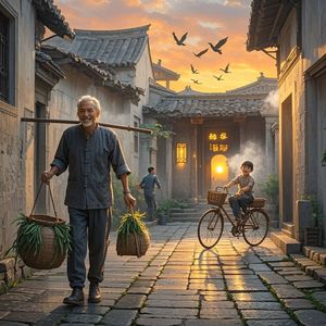 青石巷里的炊烟-晓斌