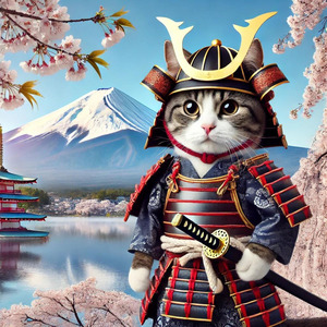 侍の背中に咲く桜