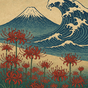 深紅の彼岸花と風の足音