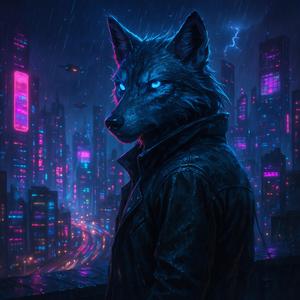 Wolf im Neonlicht