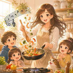 Cooking to Slice, Mix, and Make Them Smile