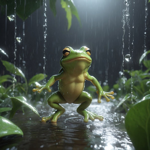 Frogs in the rain, oh, what a sight