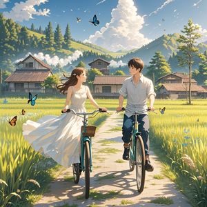 稻田间的单车_汇海