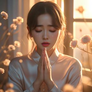 기도하며, 여성 보컬이 부른 감성적인 한국 발라드, 풍부하고 소울풀한 음색, 눈물 어린 기도처럼 진심 어린 감동