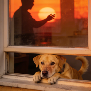 窗台上的流浪狗