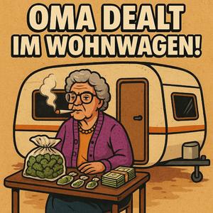 Oma dealt im Wohnwagen