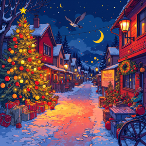 Schneestraße zum Weihnachtsmorgen