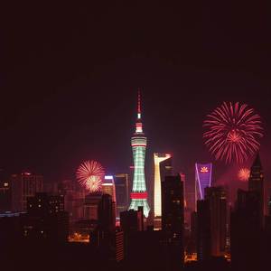 하늘 위로 빛나는 불꽃