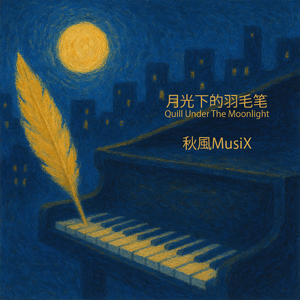 月光下的羽毛笔