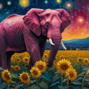 Pink Elephants On Starry Nights
