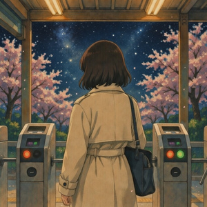 改札を出たところで振り返る