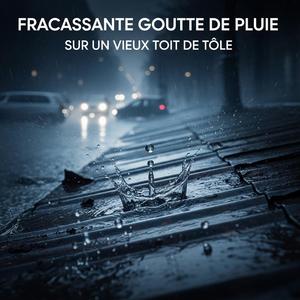 Fracassante goutte de pluie sur un vieux toit de tôle