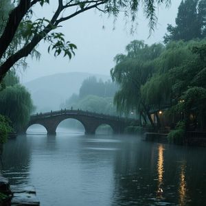 暮雨洒清河