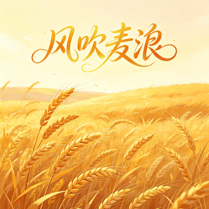风吹麦浪(远处蔚蓝天空下)