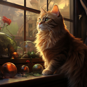 Serene Cat Slumber in Ambient Music