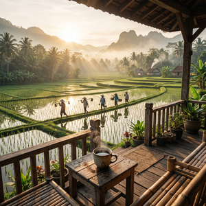 Suasana Pagi Di Pedesaan