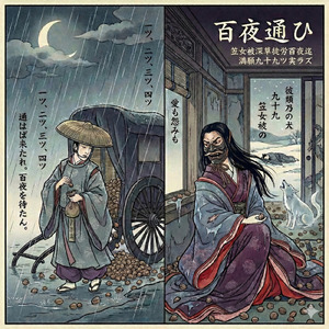 笠女被深草徒労百夜迄満願九十九ツ実ラズ