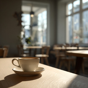 淡い光の中のコーヒー