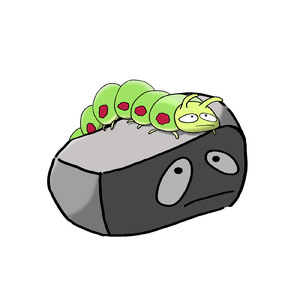 石ころとイモムシ