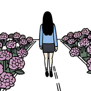 Road Lined with Hydrangeas