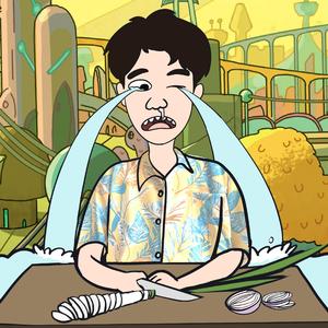 流泪是因为我在切葱。