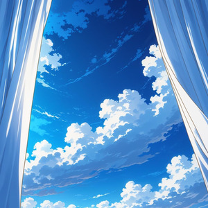 カーテン越しの青空
