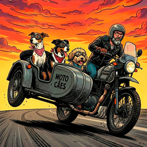 Moto Cães na Estrada