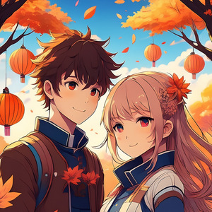 秋祭りの日に二人