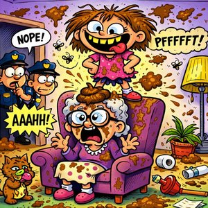 Mädchen… warum kackst du auf deine Oma?