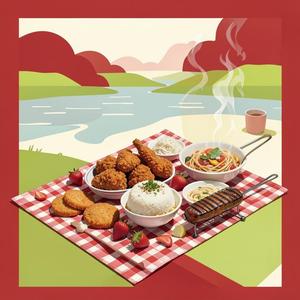 봄 한강 돗자리 치킨