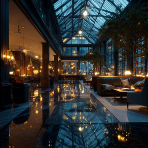 Blue Marble Rain Beneath the Skylight