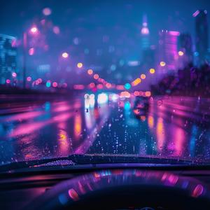 夜に溶ける雨の光