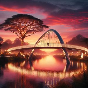 夕暮れの歩道橋