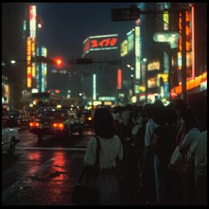 雨の街角傘の下で