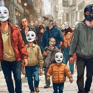 Masks on the Sidewalk