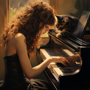 Ronroneo Melódico Del Piano: Comodidad De Gato Envolvente