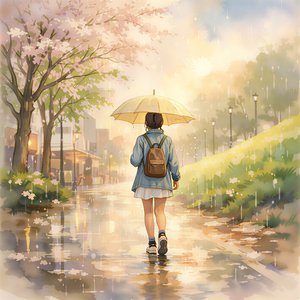 Happy in the Spring Rain