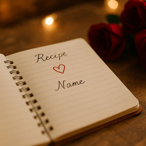 バレンタインの日、あなたの名前を書いたレシピノート。