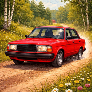 Röd Volvo 240 (Sped Up)