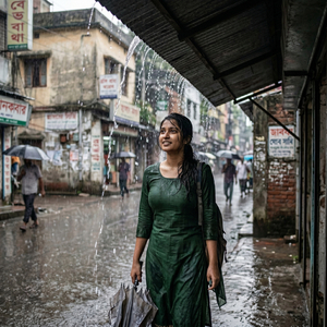 টিনের চালে বৃষ্টি