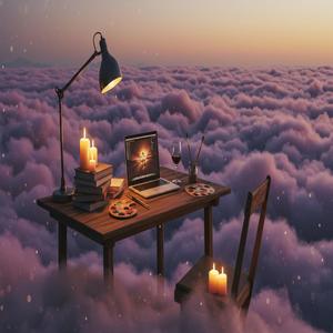 마법 같은 정원 도서관의 빗방울 풍경