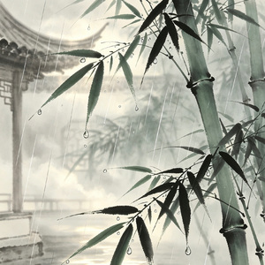 瓦檐，悬着雨滴