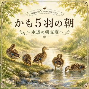 かも5羽の朝 〜水辺の朝支度〜